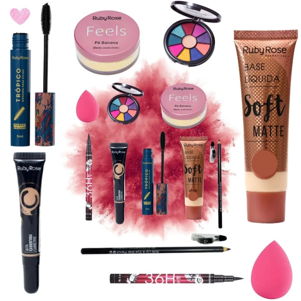 Kit Maquiagem Variado Completo Com Pincéis